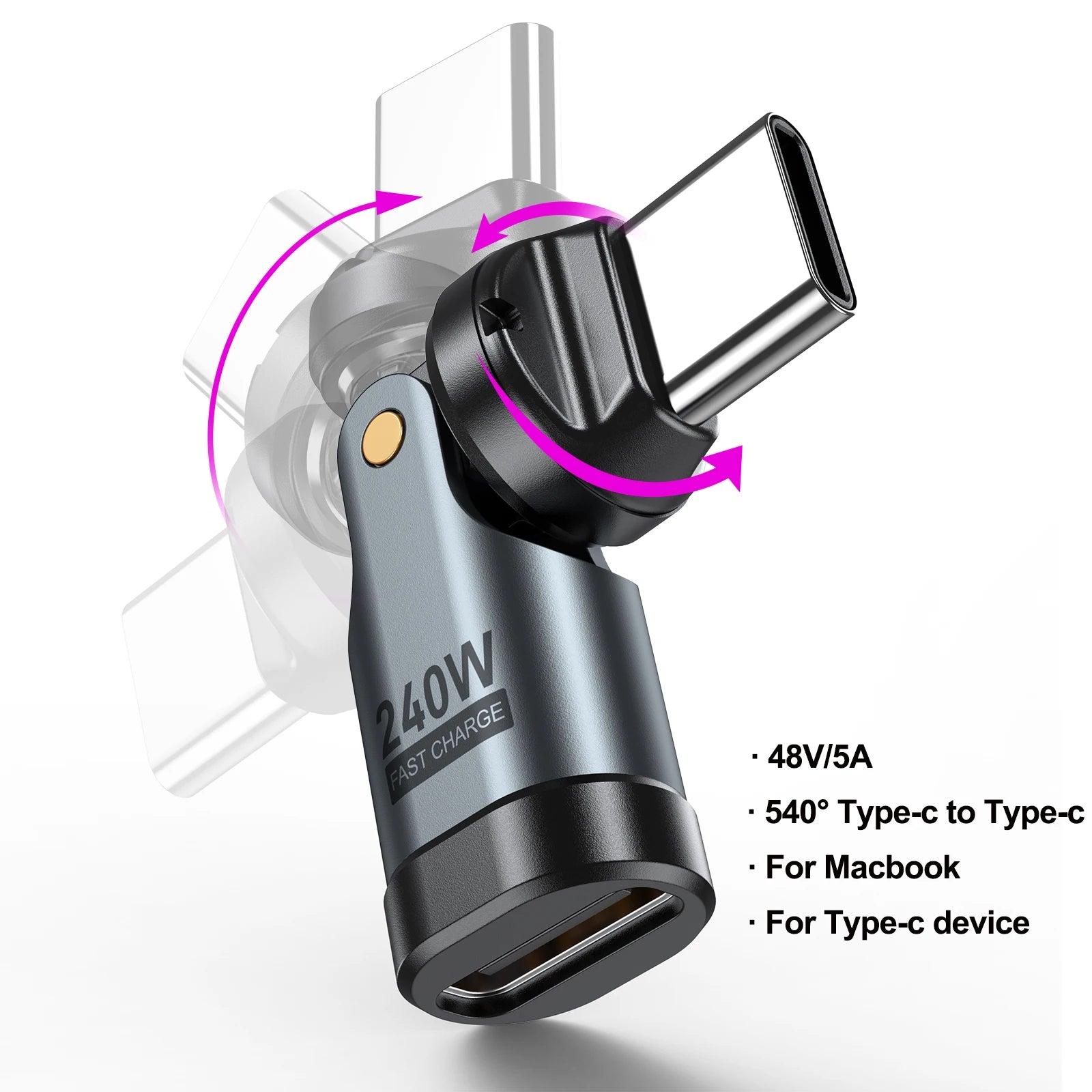AUFU PD240W USB-C to Type-C OTG Fast Charger Adapter (540° Rotation)