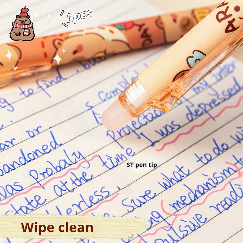 Cute Bear Erasable Gel Pens - 6 Pcs Set