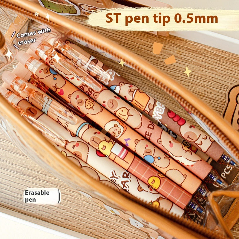 Cute Bear Erasable Gel Pens - 6 Pcs Set